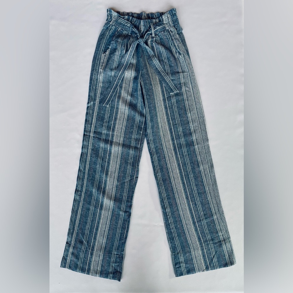 SO High Rise Wide Leg Linen Striped Pants